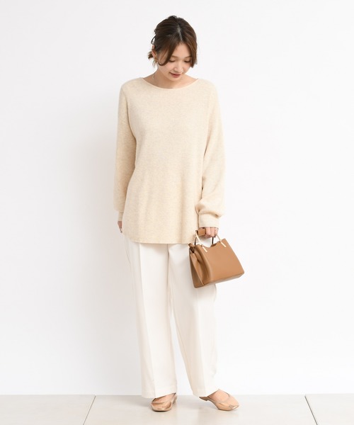 DouDou（ドゥドゥ）の「ボートリブプルオーバー（ニット/セーター・レディース・ホワイト/ベージュ/ブラウン・FREE）」の13枚目の写真