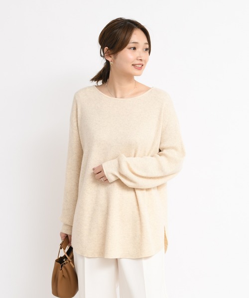 DouDou（ドゥドゥ）の「ボートリブプルオーバー（ニット/セーター・レディース・ホワイト/ベージュ/ブラウン・FREE）」の14枚目の写真