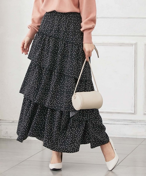 KOBE LETTUCE(コウベレタス)の「ティアードフリルスカート(スカート・レディース・オフホワイト/ベージュ/ブラック・FREE)」の1枚目の写真