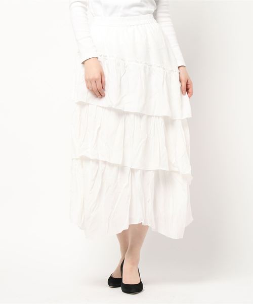 KOBE LETTUCE(コウベレタス)の「ティアードフリルスカート(スカート・レディース・オフホワイト/ベージュ/ブラック・FREE)」の6枚目の写真