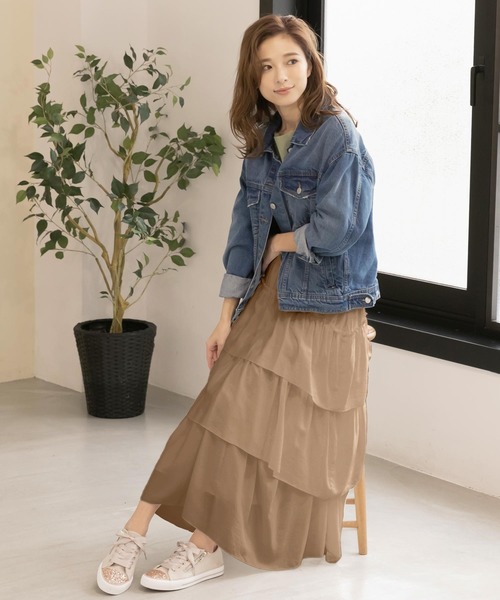 KOBE LETTUCE(コウベレタス)の「ティアードフリルスカート(スカート・レディース・オフホワイト/ベージュ/ブラック・FREE)」の13枚目の写真