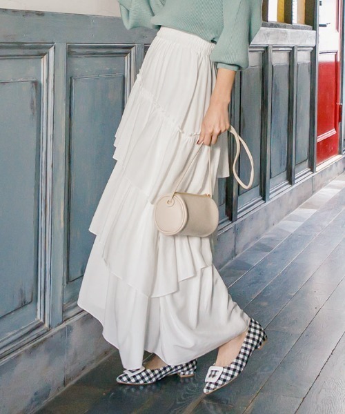 KOBE LETTUCE(コウベレタス)の「ティアードフリルスカート(スカート・レディース・オフホワイト/ベージュ/ブラック・FREE)」の12枚目の写真