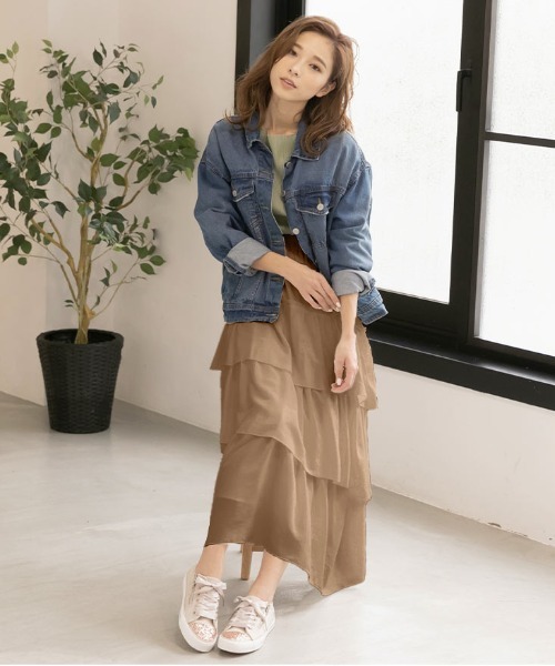 KOBE LETTUCE(コウベレタス)の「ティアードフリルスカート(スカート・レディース・オフホワイト/ベージュ/ブラック・FREE)」の14枚目の写真