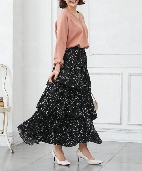 KOBE LETTUCE(コウベレタス)の「ティアードフリルスカート(スカート・レディース・オフホワイト/ベージュ/ブラック・FREE)」の16枚目の写真