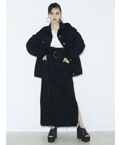 EMODA(エモダ)の「スウィッチングラインロングハイウエストスカート(デニムスカート・レディース・ホワイト/ブラック/インディゴブルー/ブルー・SMALL/MEDIUM)」の13枚目の写真