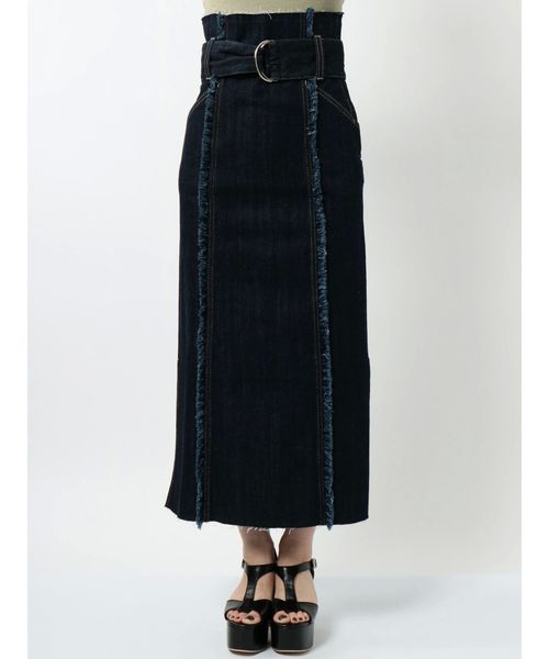 EMODA(エモダ)の「スウィッチングラインロングハイウエストスカート(デニムスカート・レディース・ホワイト/ブラック/インディゴブルー/ブルー・SMALL/MEDIUM)」の10枚目の写真