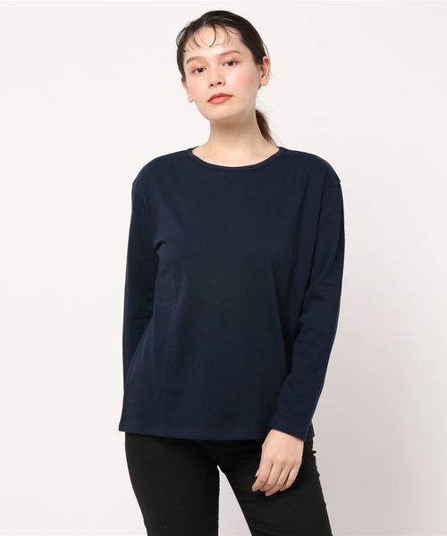 BELLUNA（ベルーナ）の「綿１００％クルーネックプルオーバー（Tシャツ/カットソー・レディース・ブラック/モカ/ベージュ系その他/ネイビー/オートミール/ブルー系その他/マスタード/ベージュ系その他2・MEDIUM/LARGE/X-LARGE）」の11枚目の写真