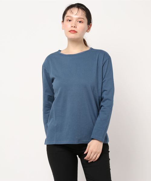BELLUNA（ベルーナ）の「綿１００％クルーネックプルオーバー（Tシャツ/カットソー・レディース・ブラック/モカ/ベージュ系その他/ネイビー/オートミール/ブルー系その他/マスタード/ベージュ系その他2・MEDIUM/LARGE/X-LARGE）」の12枚目の写真