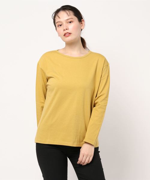 BELLUNA（ベルーナ）の「綿１００％クルーネックプルオーバー（Tシャツ/カットソー・レディース・ブラック/モカ/ベージュ系その他/ネイビー/オートミール/ブルー系その他/マスタード/ベージュ系その他2・MEDIUM/LARGE/X-LARGE）」の13枚目の写真