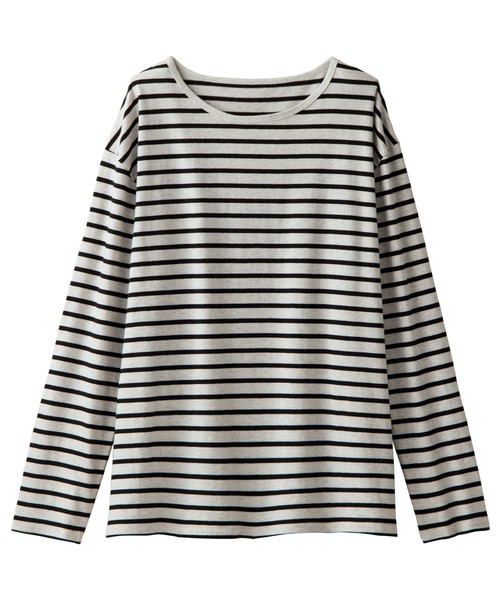 BELLUNA（ベルーナ）の「綿１００％クルーネックプルオーバー（Tシャツ/カットソー・レディース・ブラック/モカ/ベージュ系その他/ネイビー/オートミール/ブルー系その他/マスタード/ベージュ系その他2・MEDIUM/LARGE/X-LARGE）」の16枚目の写真