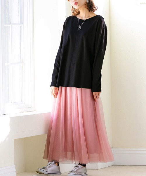 BELLUNA（ベルーナ）の「綿１００％クルーネックプルオーバー（Tシャツ/カットソー・レディース・ブラック/モカ/ベージュ系その他/ネイビー/オートミール/ブルー系その他/マスタード/ベージュ系その他2・MEDIUM/LARGE/X-LARGE）」の19枚目の写真