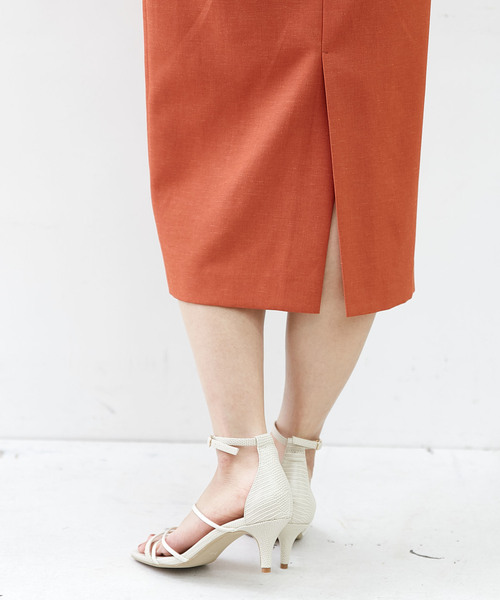 Liesse（リエス）の「タック入りタイトスカート（スカート・レディース・アイボリー/グリーン系その他/ネイビー/オレンジ・S/M）」の9枚目の写真