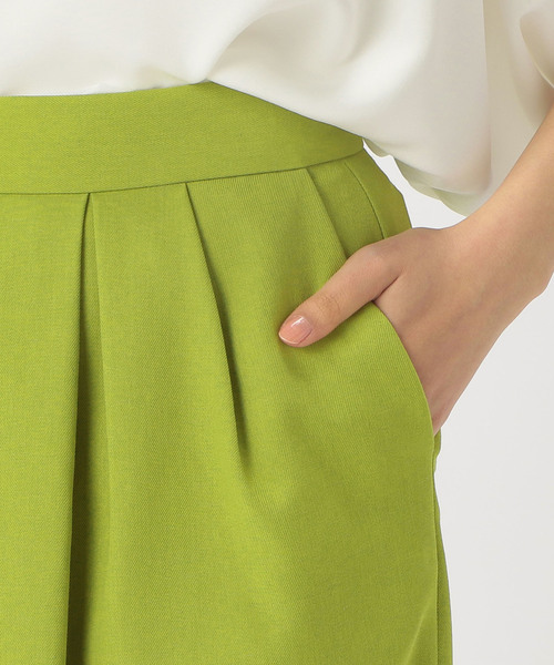 Liesse（リエス）の「タック入りタイトスカート（スカート・レディース・アイボリー/グリーン系その他/ネイビー/オレンジ・S/M）」の14枚目の写真