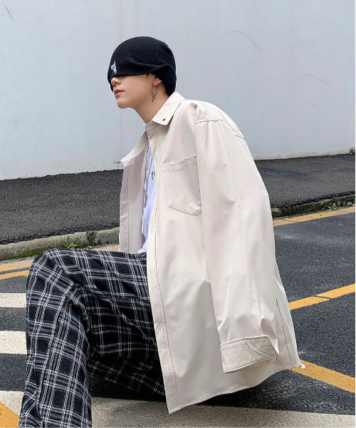 フォースメント Forcement ルーズデザインシャツ （ホワイト） SENSE OF PLACE｜『ユニセックス』オープンカラールーズシャツ(5