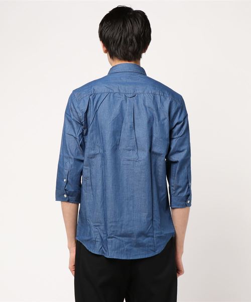 JUNRED(ジュンレッド)の「デニムクレイジー7分袖シャツ(シャツ/ブラウス・メンズ・ブルー/サックスブルー・LL/L/M)」の4枚目の写真