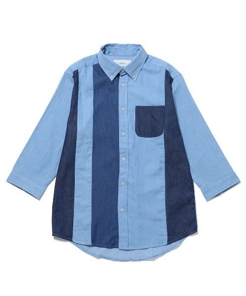 JUNRED(ジュンレッド)の「デニムクレイジー7分袖シャツ(シャツ/ブラウス・メンズ・ブルー/サックスブルー・LL/L/M)」の6枚目の写真