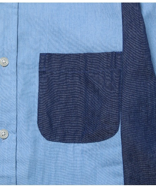 JUNRED(ジュンレッド)の「デニムクレイジー7分袖シャツ(シャツ/ブラウス・メンズ・ブルー/サックスブルー・LL/L/M)」の9枚目の写真