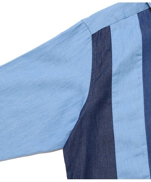 JUNRED(ジュンレッド)の「デニムクレイジー7分袖シャツ(シャツ/ブラウス・メンズ・ブルー/サックスブルー・LL/L/M)」の10枚目の写真