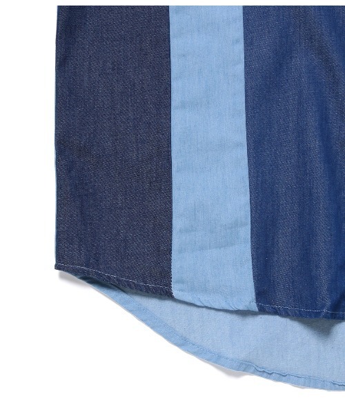 JUNRED(ジュンレッド)の「デニムクレイジー7分袖シャツ(シャツ/ブラウス・メンズ・ブルー/サックスブルー・LL/L/M)」の12枚目の写真