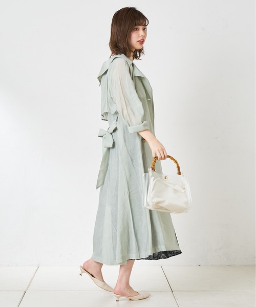 natural couture(ナチュラルクチュール)の「シアートレンチ(トレンチコート・レディース・モカ/ライトベージュ/ミント・FREE)」の3枚目の写真