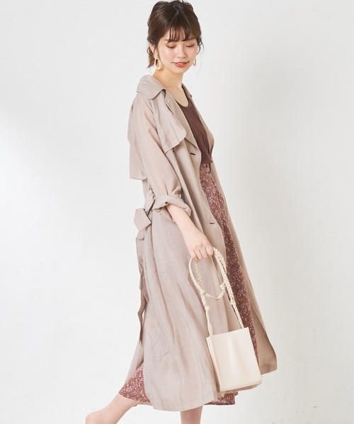 natural couture(ナチュラルクチュール)の「シアートレンチ(トレンチコート・レディース・モカ/ライトベージュ/ミント・FREE)」の5枚目の写真