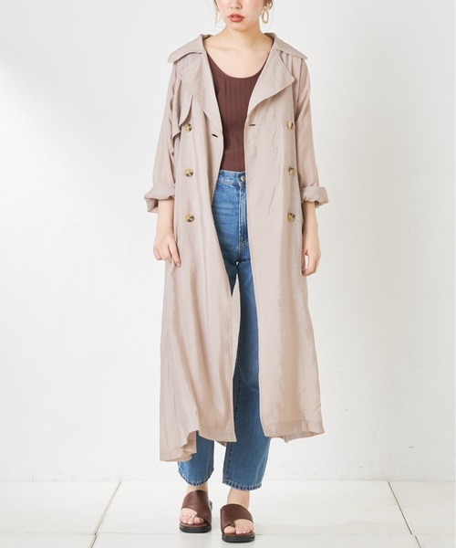 natural couture(ナチュラルクチュール)の「シアートレンチ(トレンチコート・レディース・モカ/ライトベージュ/ミント・FREE)」の7枚目の写真