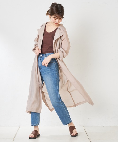 natural couture(ナチュラルクチュール)の「シアートレンチ(トレンチコート・レディース・モカ/ライトベージュ/ミント・FREE)」の8枚目の写真