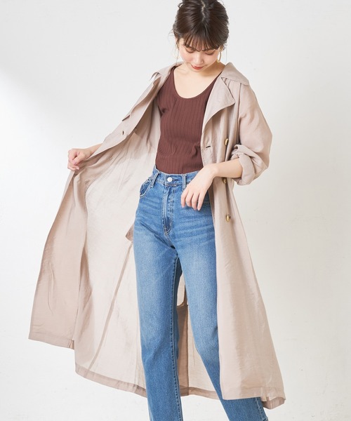 natural couture(ナチュラルクチュール)の「シアートレンチ(トレンチコート・レディース・モカ/ライトベージュ/ミント・FREE)」の9枚目の写真