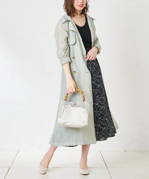 natural couture(ナチュラルクチュール)の「シアートレンチ(トレンチコート・レディース・モカ/ライトベージュ/ミント・FREE)」の18枚目の写真