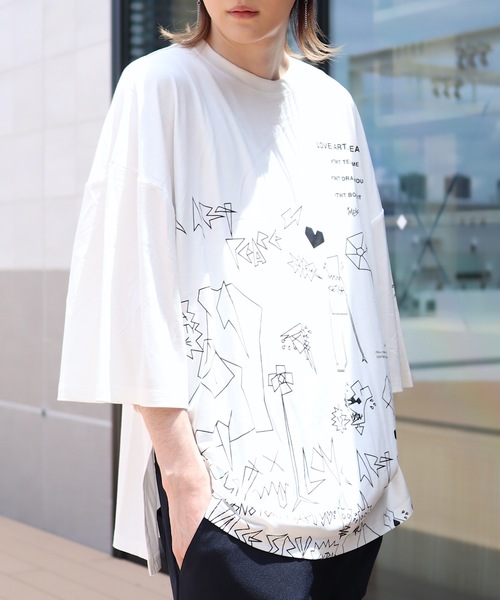 AFYF(エーエフワイエフ)の「AFYF2020 RAYON PUPRINT BIG TEE/オーバーサイズ レーヨンプリント ビッグTシャツ(Tシャツ/カットソー)」|ホワイト系その他5