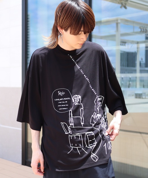 AFYF(エーエフワイエフ)の「AFYF2020 RAYON PUPRINT BIG TEE/オーバーサイズ レーヨンプリント ビッグTシャツ(Tシャツ/カットソー)」|ブラック系その他3