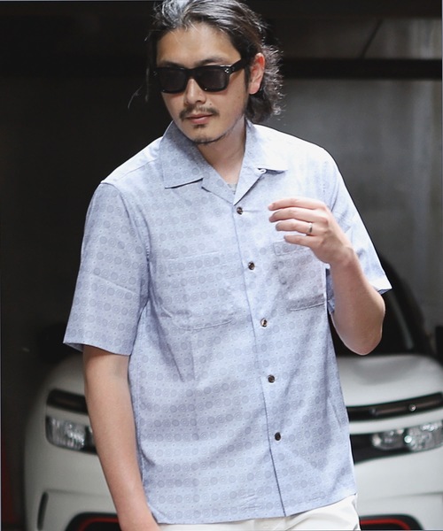 RATTLE TRAP(ラトルトラップ)の「小紋柄オープンカラー半袖シャツ(シャツ/ブラウス・メンズ・ライトグレー/ブラック/イエロー・S/M/L)」の3枚目の写真