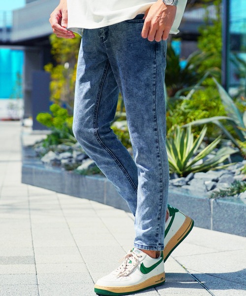 ともとも出品 スーパー ストレッチ テーパード スキニー デニムパンツ フル