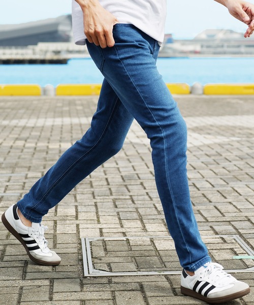 スーパー ストレッチ テーパード スキニー デニムパンツ フルレングス