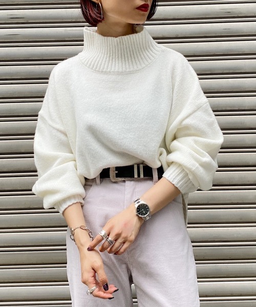 PAGEBOY（ページボーイ）の「ウールMIXバックスリットプルオーバー(ニット)（ニット/セーター・レディース・ブラック/オフホワイト/モカ/イエロー系その他/グレイッシュベージュ/レッド系その他3・FREE）」の7枚目の写真