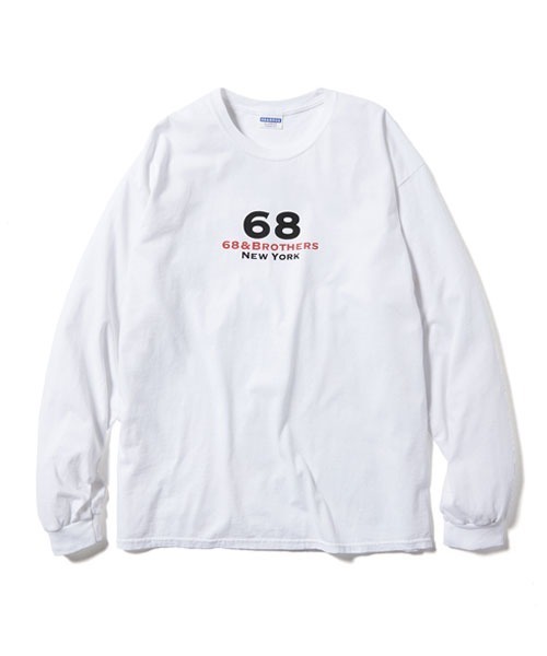 68&brothers（シックスティエイトアンドブラザーズ）の「L/S Tee "1st LOGO"（Tシャツ/カットソー・メンズ・ホワイト/ブラック/ネイビー/グレー・MEDIUM/LARGE/X-LARGE/XX-LARGE）」の2枚目の写真