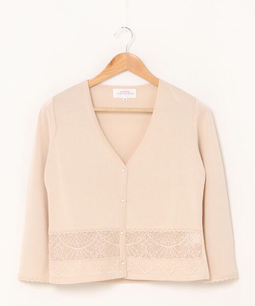 HANAE MORI　ALMA EN ROSE（ハナエモリ アルマ・アン・ローズ）の「【HANAE MORI ALMA EN ROSE】トーションレースニット カーディガン（カーディガン/ボレロ・レディース・ブラック/ベージュ・40/38）」の2枚目の写真