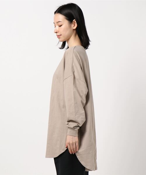 LEAD(リード)の「コットン100%裾ラウンドロング丈長袖綿カットソートップス(Tシャツ/カットソー・レディース・その他/ピンク系その他/チャコールグレー/オフホワイト/オリーブ/ライトアッシュグレー/ブラック・FREE)」の8枚目の写真