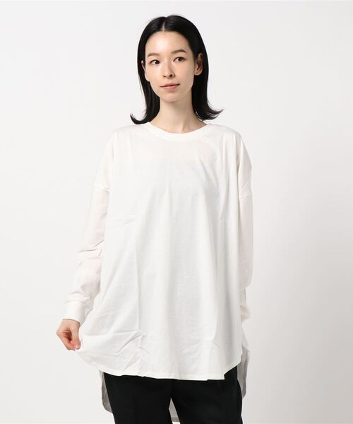 LEAD(リード)の「コットン100%裾ラウンドロング丈長袖綿カットソートップス(Tシャツ/カットソー・レディース・その他/ピンク系その他/チャコールグレー/オフホワイト/オリーブ/ライトアッシュグレー/ブラック・FREE)」の18枚目の写真