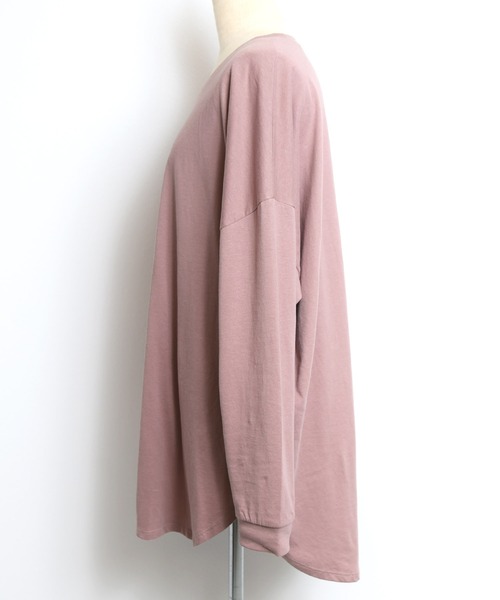 LEAD(リード)の「コットン100%裾ラウンドロング丈長袖綿カットソートップス(Tシャツ/カットソー・レディース・その他/ピンク系その他/チャコールグレー/オフホワイト/オリーブ/ライトアッシュグレー/ブラック・FREE)」の14枚目の写真