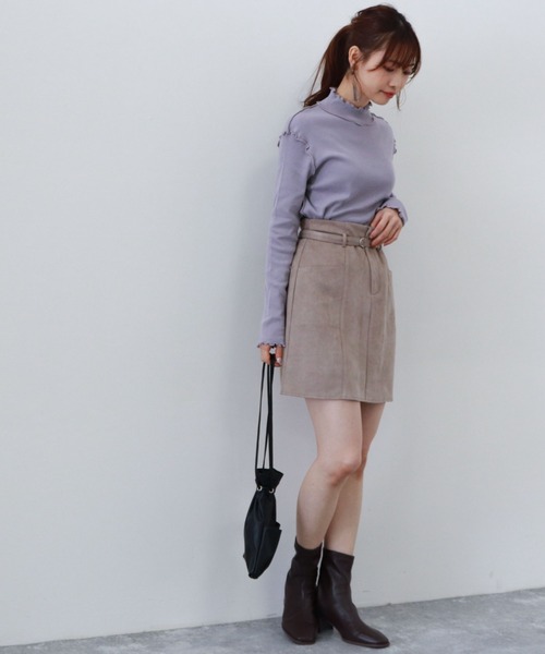 archives（アルシーヴ）の「スエードハイウエストスカート（スカート・レディース・ベージュ/グリーン/アイボリー・MEDIUM）」の5枚目の写真