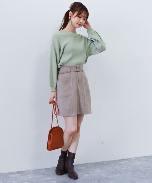 archives（アルシーヴ）の「スエードハイウエストスカート（スカート・レディース・ベージュ/グリーン/アイボリー・MEDIUM）」の9枚目の写真