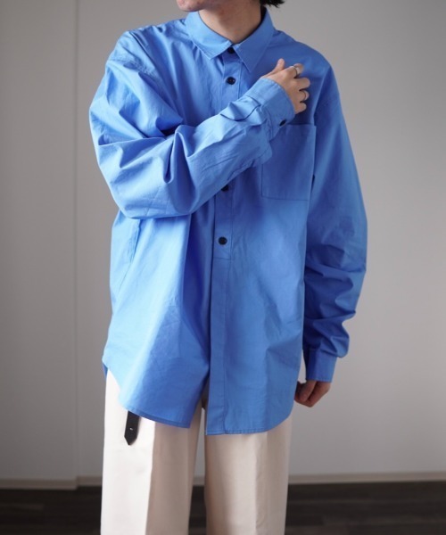 y/m by れぽすけ（イムバイレポスケ）の「リラックスワイドシャツ（シャツ/ブラウス・メンズ・ホワイト/ブラック/ブルー・MEDIUM/LARGE）」の9枚目の写真