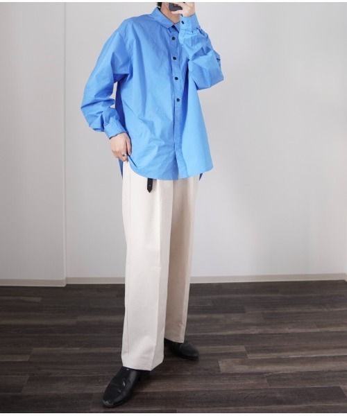 y/m by れぽすけ（イムバイレポスケ）の「リラックスワイドシャツ（シャツ/ブラウス・メンズ・ホワイト/ブラック/ブルー・MEDIUM/LARGE）」の11枚目の写真