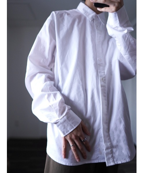 y/m by れぽすけ（イムバイレポスケ）の「リラックスワイドシャツ（シャツ/ブラウス・メンズ・ホワイト/ブラック/ブルー・MEDIUM/LARGE）」の12枚目の写真