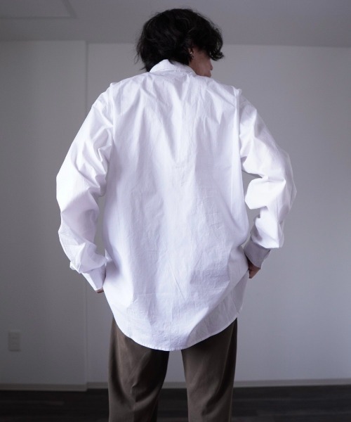 y/m by れぽすけ（イムバイレポスケ）の「リラックスワイドシャツ（シャツ/ブラウス・メンズ・ホワイト/ブラック/ブルー・MEDIUM/LARGE）」の18枚目の写真