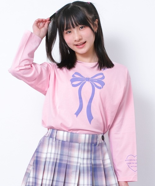 RiCO SUCRE(リコシュクレ)の「袖プリントロングTシャツ(Tシャツ/カットソー・キッズ・ライトブルー/ラベンダー/ブラック/オフホワイト/ブラック系2/ピンク/ブラック系/ホワイト系/ホワイト系2/サックスブルー・130/160/140/150/165)」の10枚目の写真