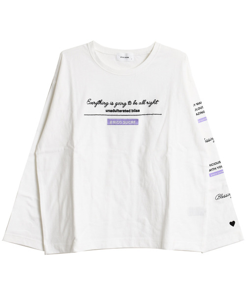 RiCO SUCRE(リコシュクレ)の「袖プリントロングTシャツ(Tシャツ/カットソー・キッズ・ライトブルー/ラベンダー/ブラック/オフホワイト/ブラック系2/ピンク/ブラック系/ホワイト系/ホワイト系2/サックスブルー・130/160/140/150/165)」の17枚目の写真