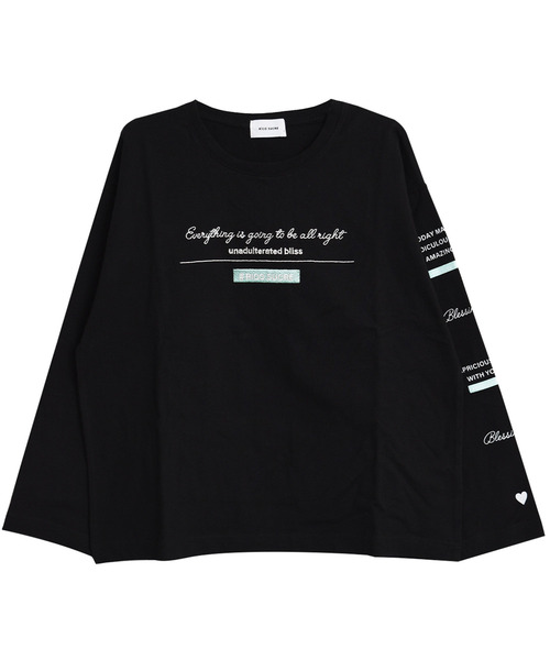 RiCO SUCRE(リコシュクレ)の「袖プリントロングTシャツ(Tシャツ/カットソー・キッズ・ライトブルー/ラベンダー/ブラック/オフホワイト/ブラック系2/ピンク/ブラック系/ホワイト系/ホワイト系2/サックスブルー・130/160/140/150/165)」の18枚目の写真