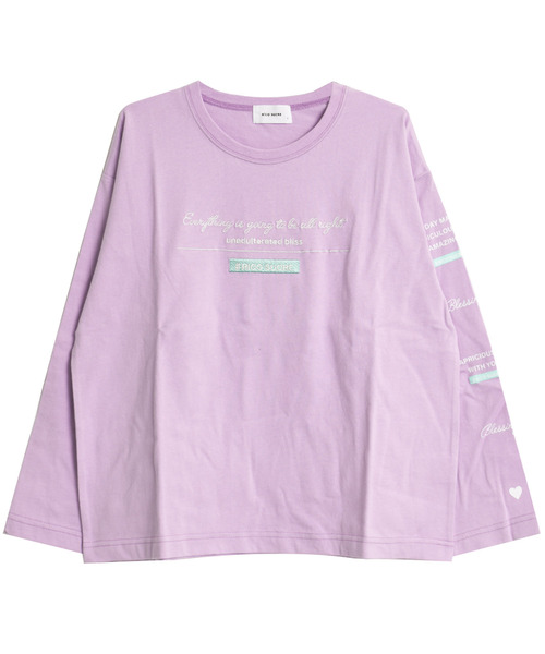 RiCO SUCRE(リコシュクレ)の「袖プリントロングTシャツ(Tシャツ/カットソー・キッズ・ライトブルー/ラベンダー/ブラック/オフホワイト/ブラック系2/ピンク/ブラック系/ホワイト系/ホワイト系2/サックスブルー・130/160/140/150/165)」の20枚目の写真
